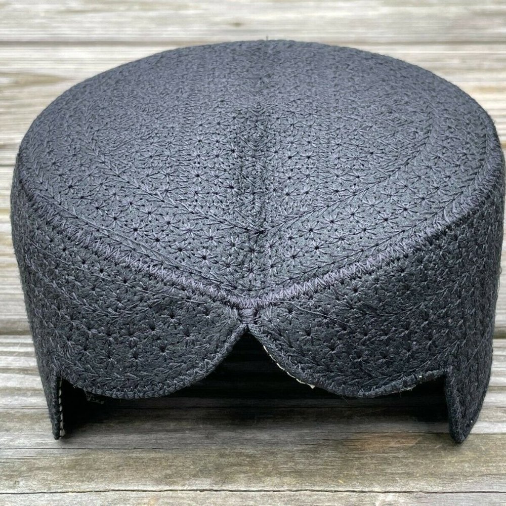 Sindhi Men Hat Round Front Cut Traditional Embroidery Black Cap Topi Hat New - Picture 1 of 11